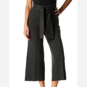 🌟CLUB MONACO🌟 WOOL SWEATER KNIT TIE WAIST CROPPED WIDE LEG PANT GRAY SZ S